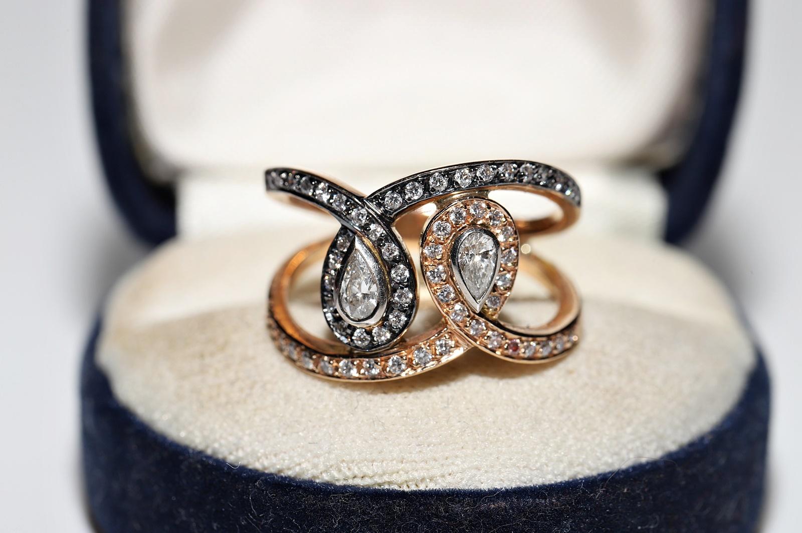 Vintage Circa 1990er Jahre 14k Gold Natürlicher Diamant Dekorierter Vintage-Ring  Damen im Angebot
