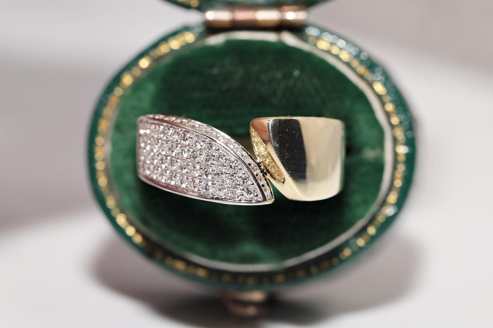 Vintage Circa 1990er Jahre 14k Gold Natürlicher Diamant Dekorierter Vintage-Ring Damen im Angebot