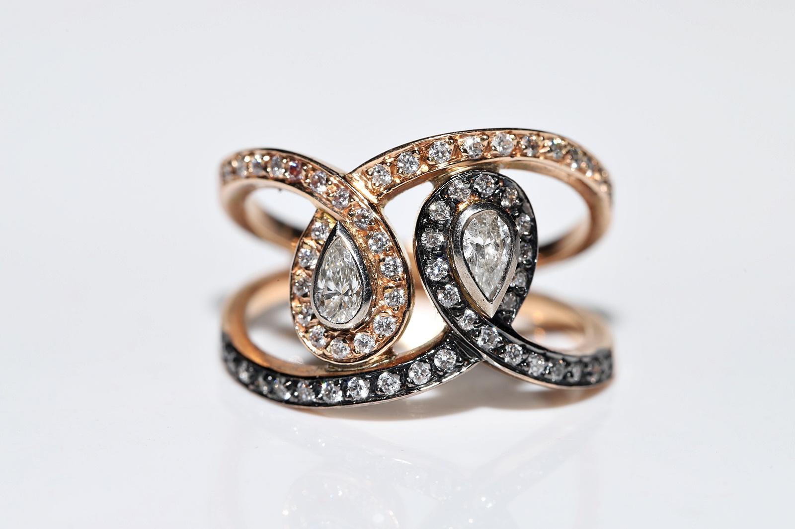 Vintage Circa 1990er Jahre 14k Gold Natürlicher Diamant Dekorierter Vintage-Ring  im Angebot 1