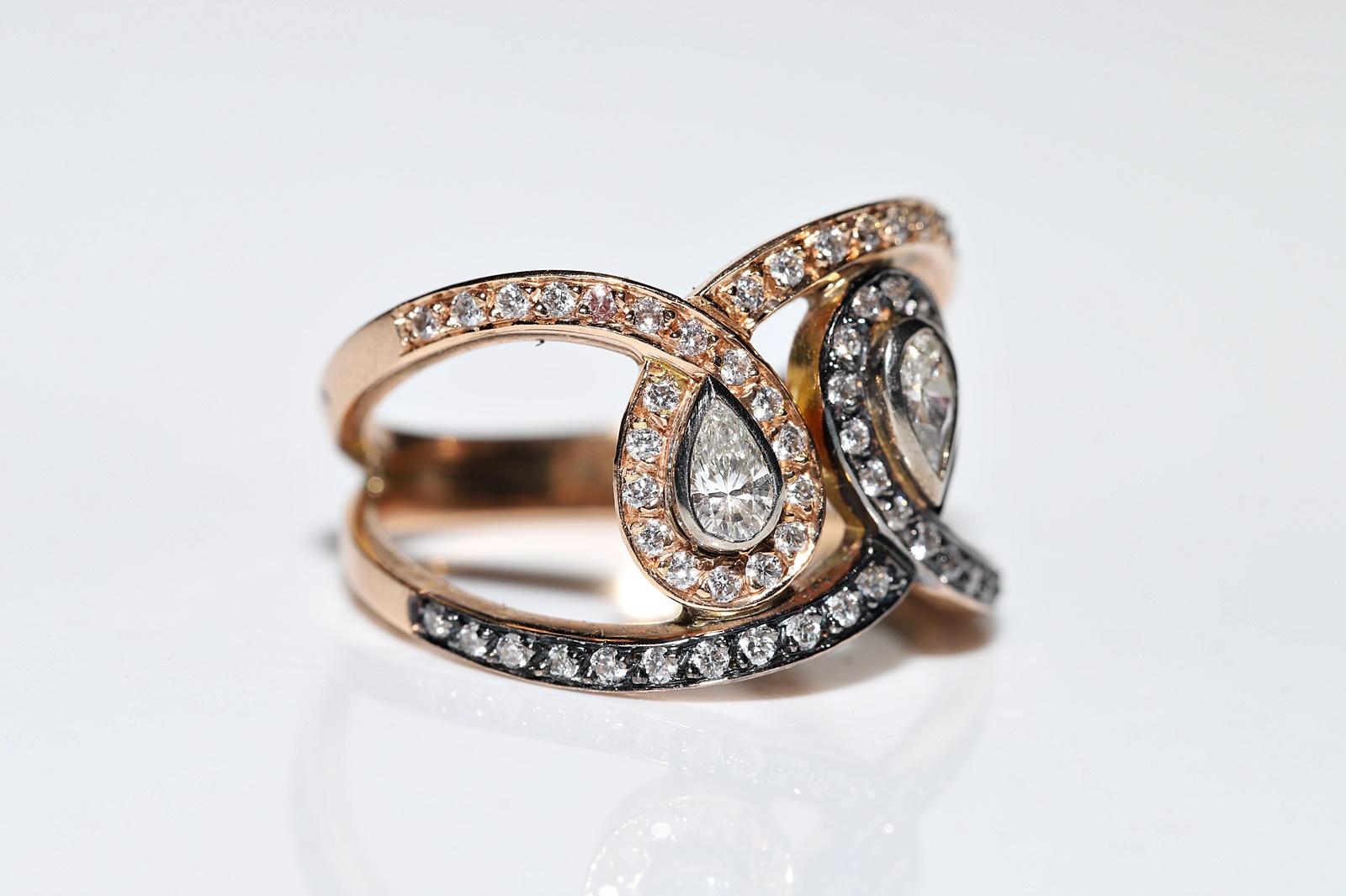 Vintage Circa 1990er Jahre 14k Gold Natürlicher Diamant Dekorierter Vintage-Ring  im Angebot 2