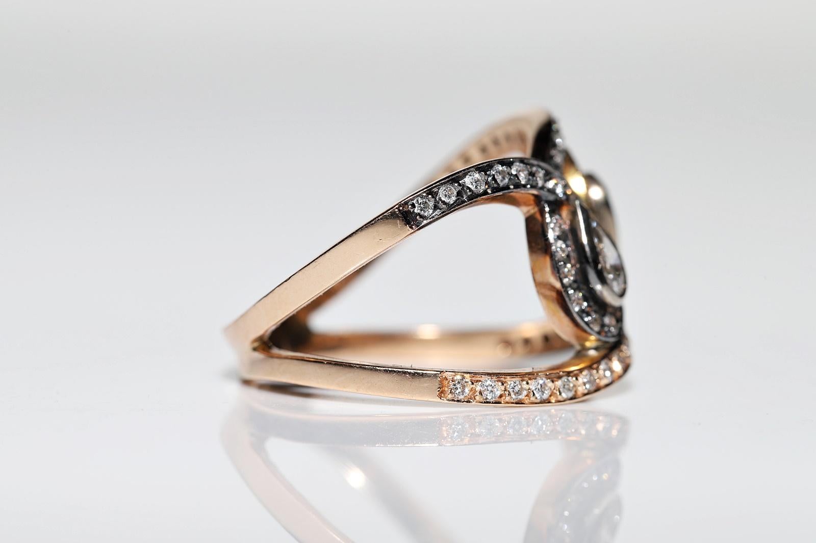 Vintage Circa 1990er Jahre 14k Gold Natürlicher Diamant Dekorierter Vintage-Ring  im Angebot 3