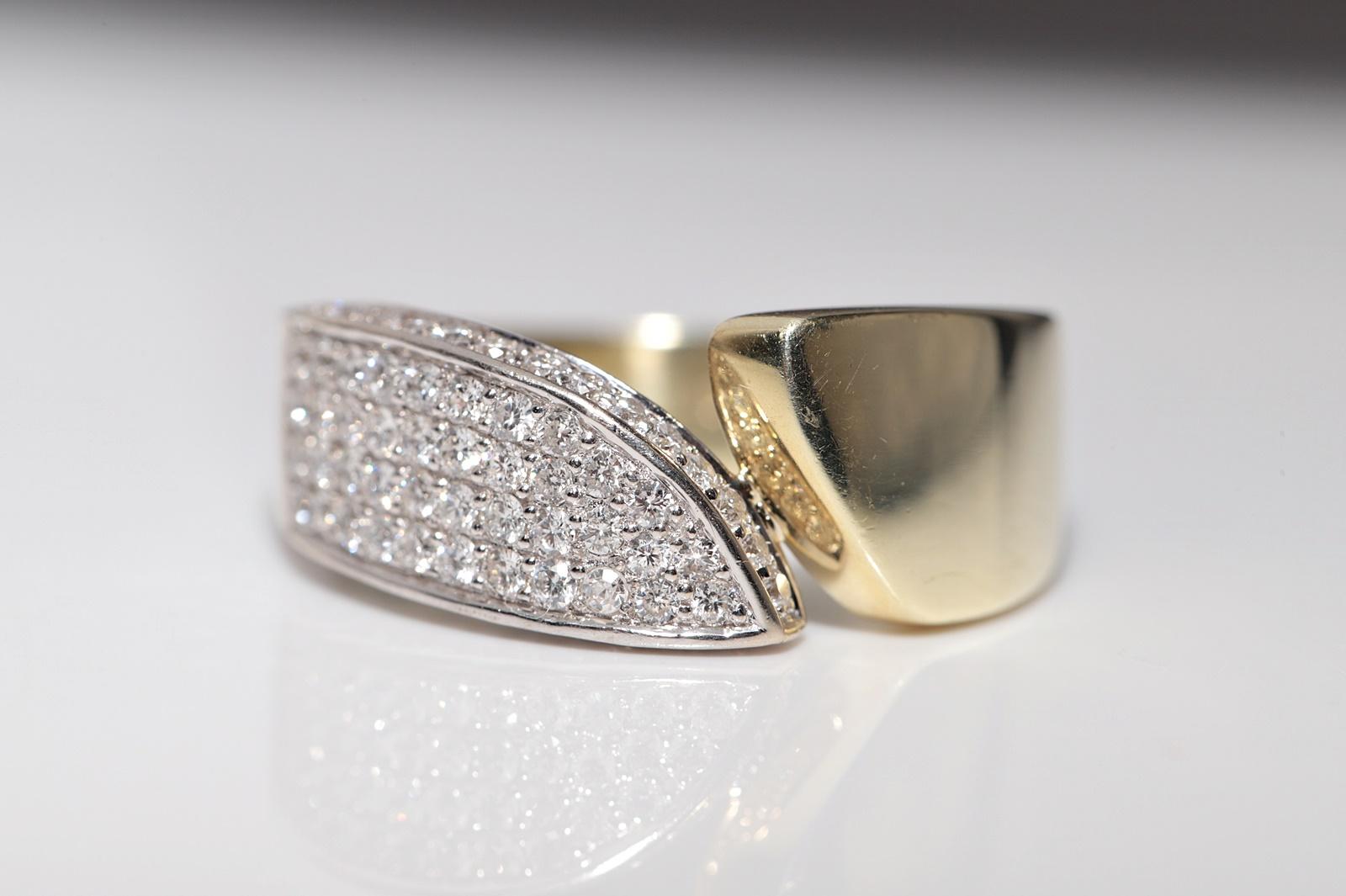Vintage Circa 1990er Jahre 14k Gold Natürlicher Diamant Dekorierter Vintage-Ring im Angebot 3