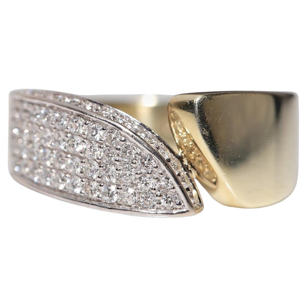 Vintage Circa 1990 Bague en or 14k décorée de diamants naturels