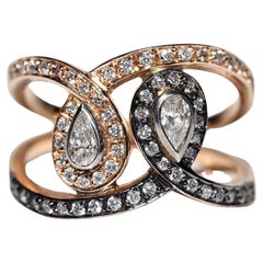 Vintage Circa 1990er Jahre 14k Gold Natürlicher Diamant Dekorierter Vintage-Ring 