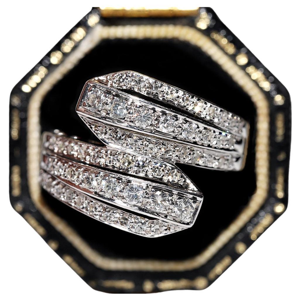 Vintage Circa 1990er Jahre 14k Gold Natürlicher Diamant Dekorierter Schlangenstil Ring 