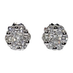 Vintage Circa 1990s 14k Gold Natural Diamond Decorated Stud Earring