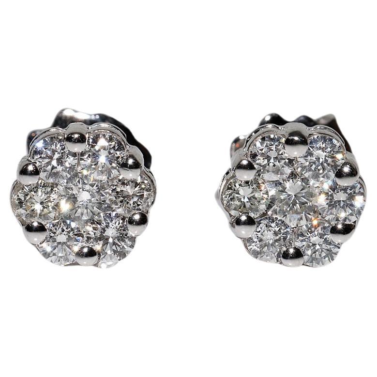 Vintage Circa 1990s 14k Gold Natural Diamond Decorated Stud Earring