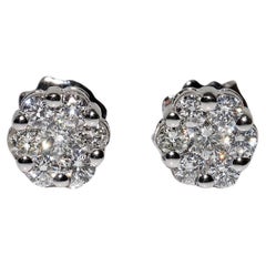 Vintage Circa 1990 Boucles d'oreilles en or 14k ornées de diamants naturels