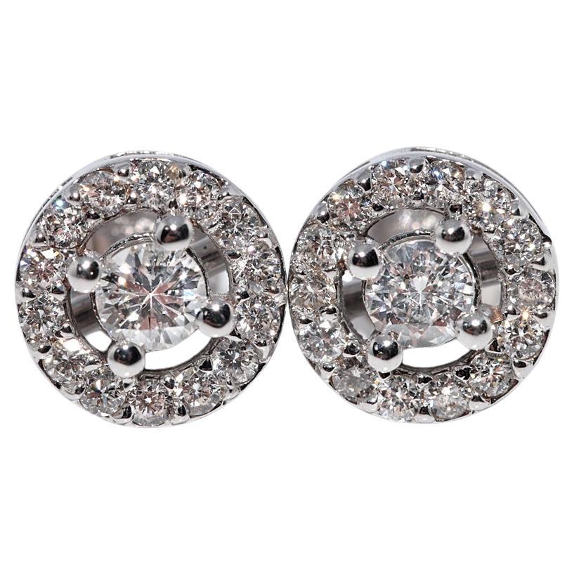 Vintage Circa 1990s 14k Gold Natural Diamond Decorated Stud Earring