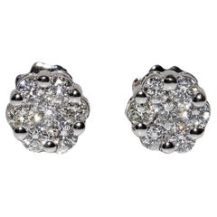 Pendientes de oro de 14 quilates con diamantes naturales, vintage, años 90