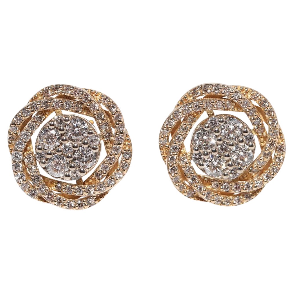 Orecchino d'oro naturale decorato con diamanti, vintage CIRCA anni '90, in oro 14k