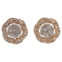 Orecchino d'oro naturale decorato con diamanti, vintage CIRCA anni '90, in oro 14k