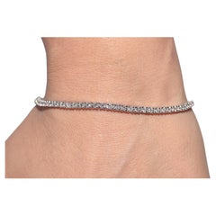 Vintage Circa 1990s 14k Gold Natural Diamond Decorated Tennis Bracelet