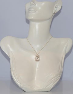 Vintage Circa 1990s 14k Gold Natural Diamond Enamel Z letter Pendant Necklace