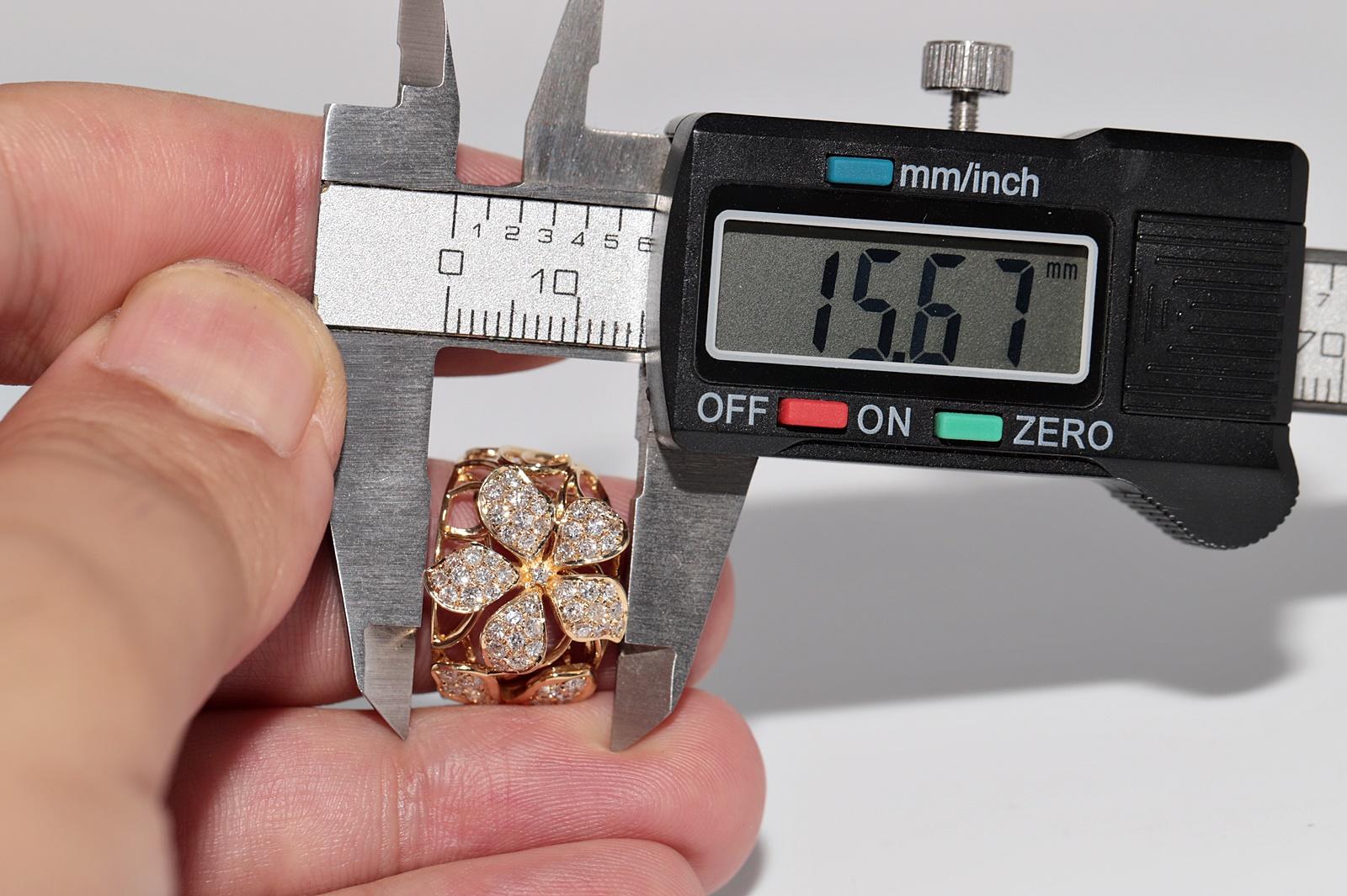 Vintage CIRCA 1990s 14k Gold Natürlicher Diamant Blumen Design Ring im Angebot 4