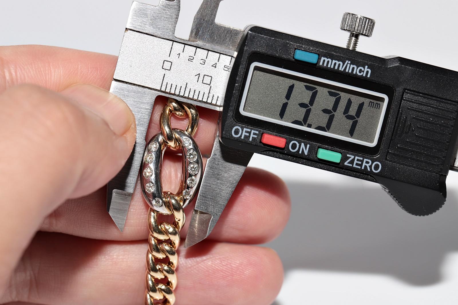 Vintage Circa 1990s 14k Gold Natural Diamond Rope Style Bracelet For Sale 6