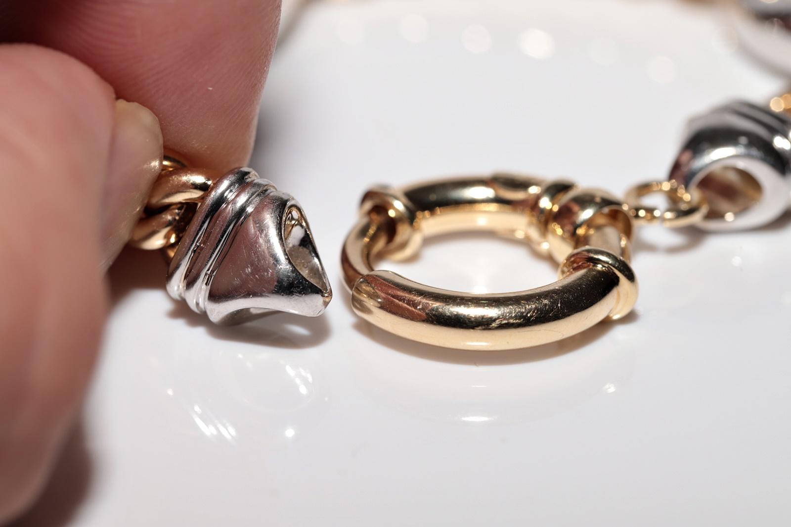 Vintage Circa 1990s 14k Gold Natural Diamond Rope Style Bracelet For Sale 7