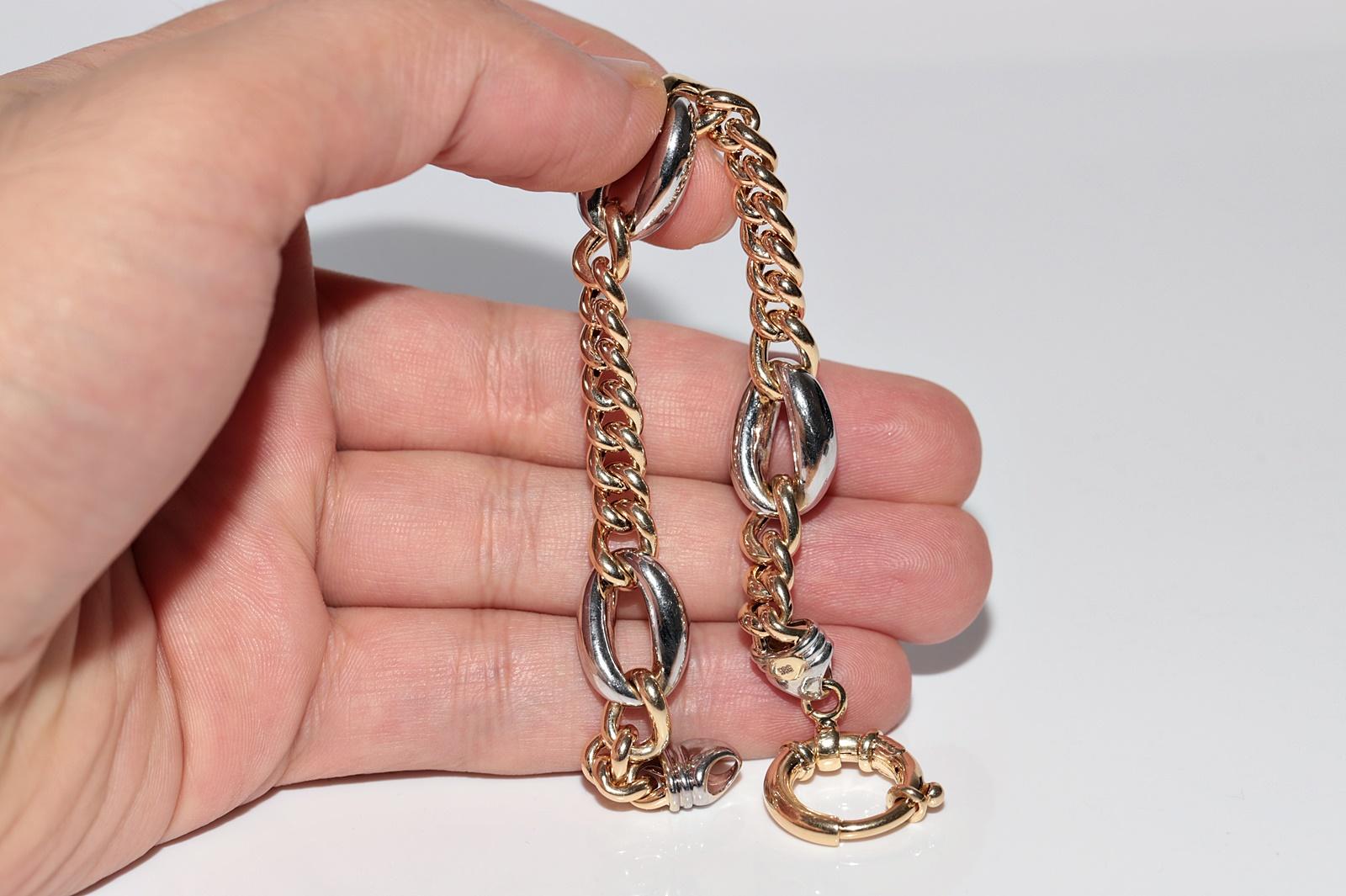 Vintage Circa 1990s 14k Gold Natural Diamond Rope Style Bracelet For Sale 8