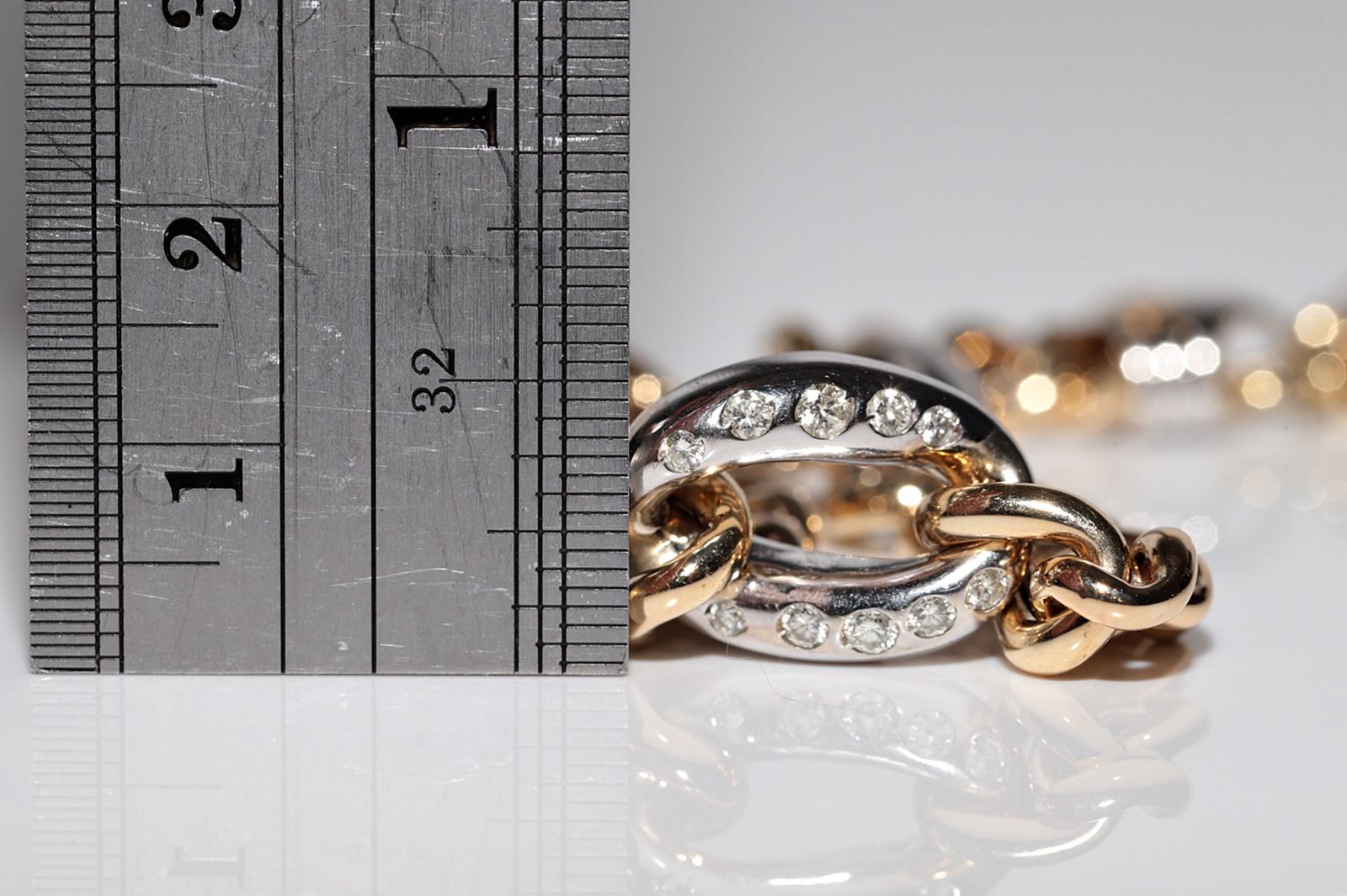 Vintage Circa 1990s 14k Gold Natural Diamond Rope Style Bracelet For Sale 9