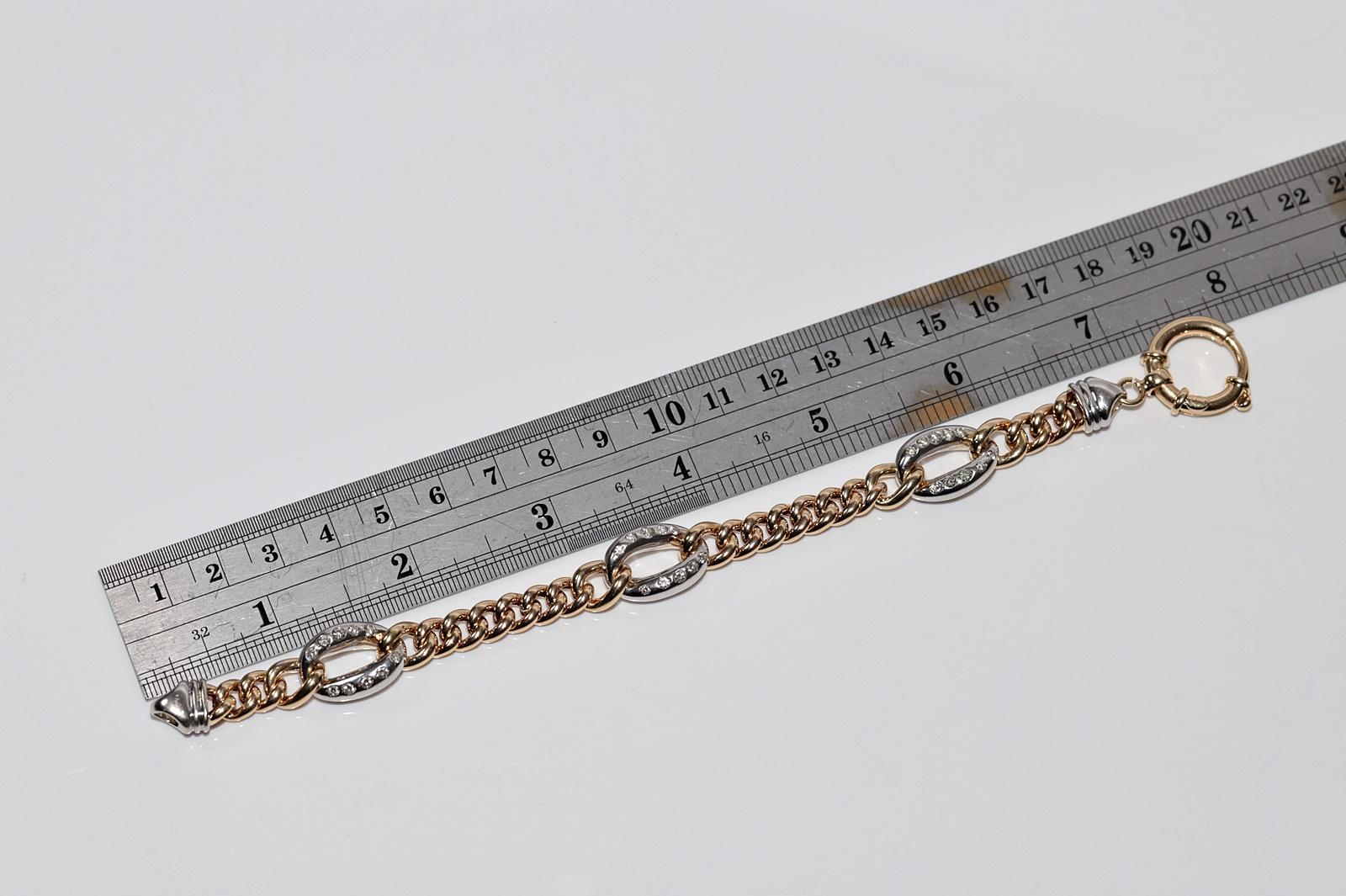 Vintage Circa 1990s 14k Gold Natural Diamond Rope Style Bracelet For Sale 10
