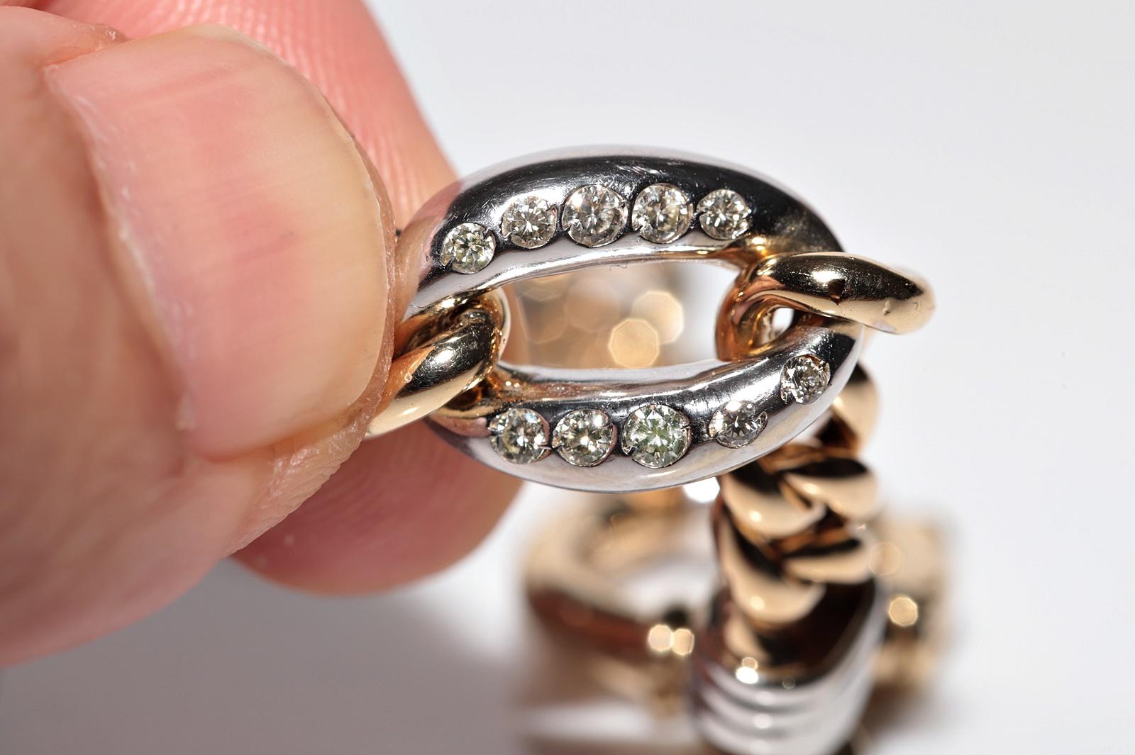 Vintage Circa 1990s 14k Gold Natural Diamond Rope Style Bracelet For Sale 2