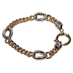 Bracciale a corda con diamanti naturali in oro 14k, vintage, circa anni 
90