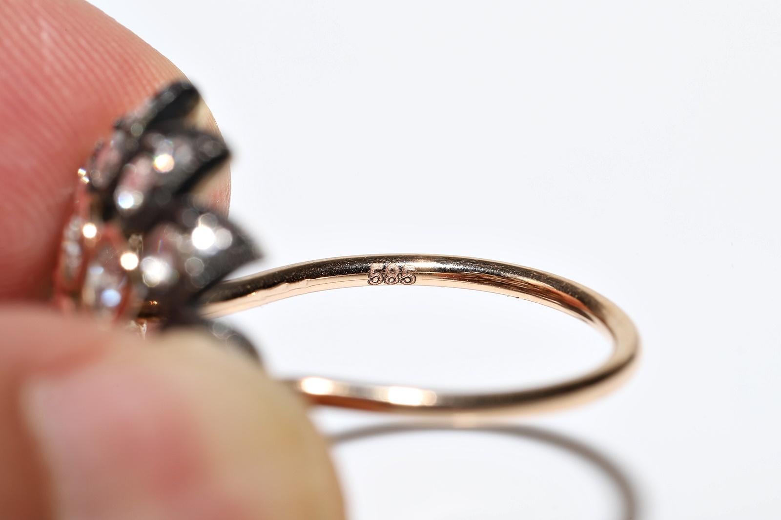 Vintage Circa 1990er Jahre 14k Gold Top Silber natürlicher Diamant  Cocktail-Ring im Angebot 4