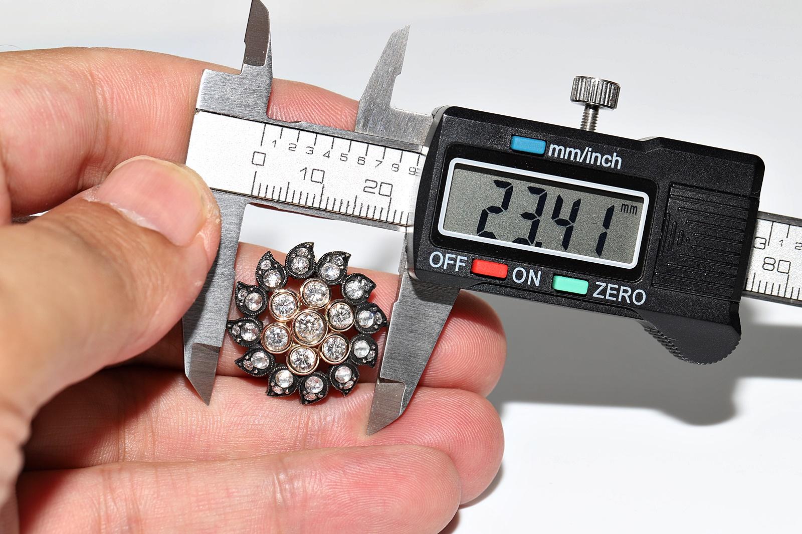 Vintage Circa 1990er Jahre 14k Gold Top Silber natürlicher Diamant  Cocktail-Ring im Angebot 5