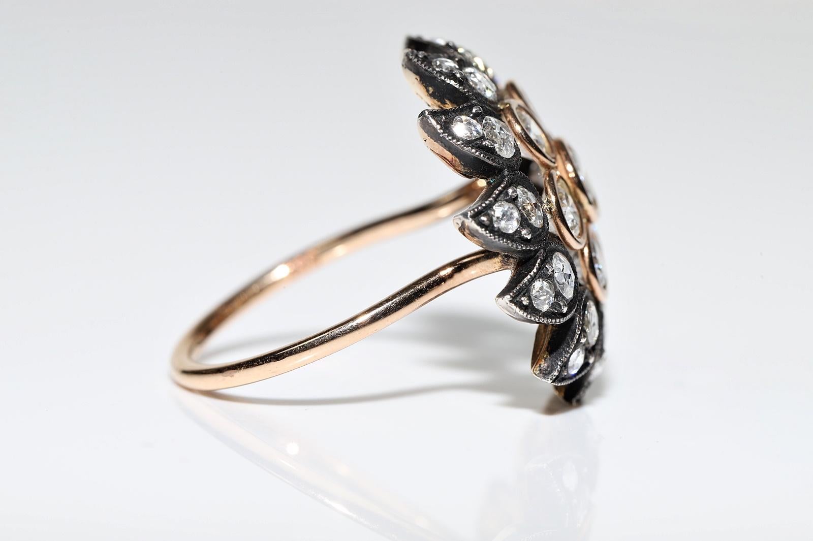 Vintage Circa 1990er Jahre 14k Gold Top Silber natürlicher Diamant  Cocktail-Ring im Zustand „Gut“ im Angebot in Fatih/İstanbul, 34