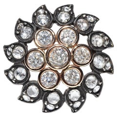 Vintage Circa 1990s 14k Gold Top Silver Natural Diamond  Bague cocktail