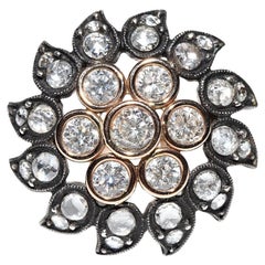 Vintage By, circa anni '90, in oro 14k e argento con diamanti naturali  Anello da cocktail