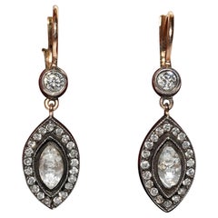 Vintage By degli anni
90 in oro 14k e argento con diamanti naturali e orecchini a goccia decorati