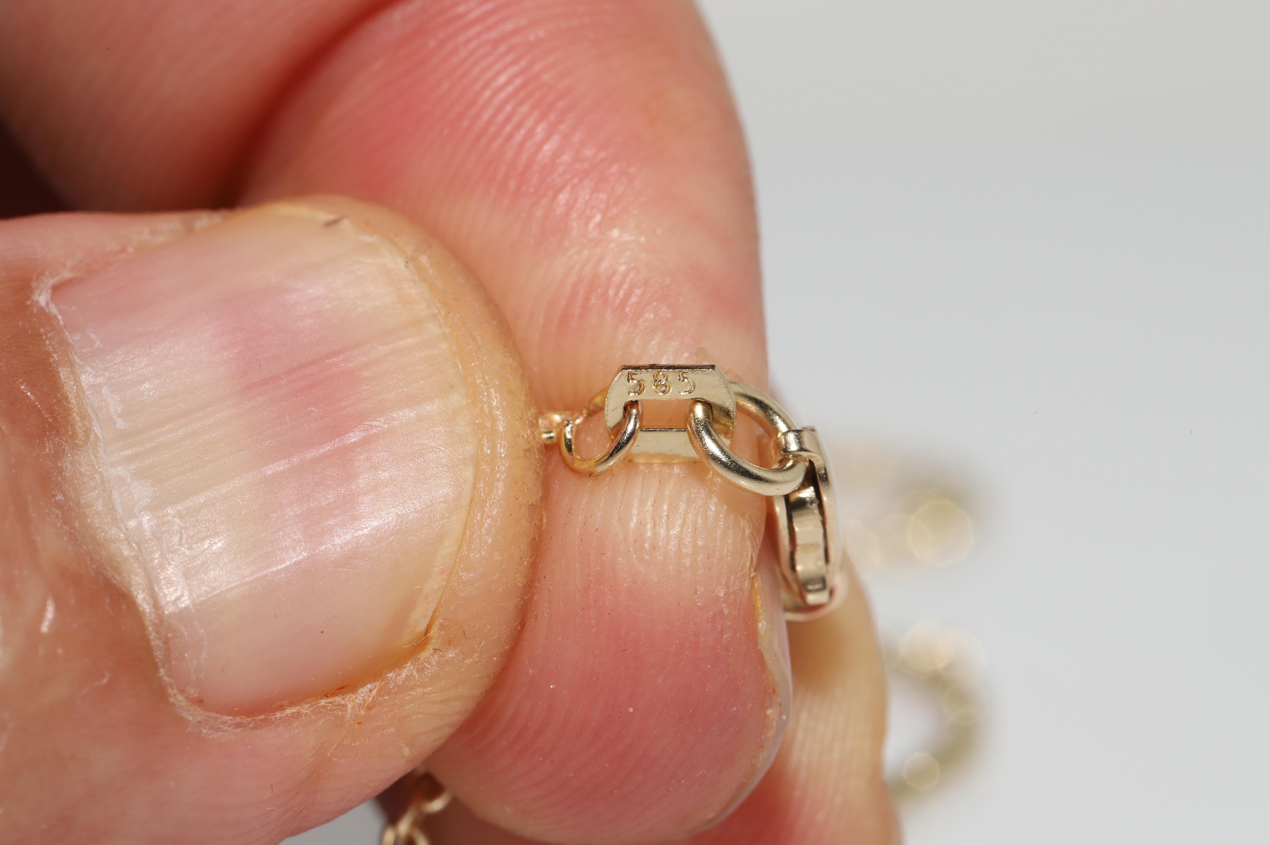 Vintage Circa 1990s 14k Gold Top Silver Natural Rose Cut Diamond Drop Necklace For Sale 10