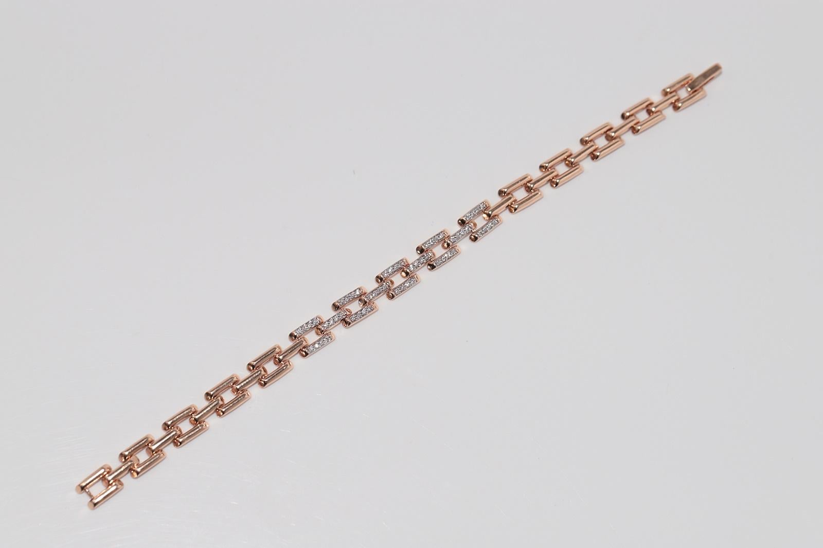Vintage CIRCA 1990er Jahre 14k Rose Gold natürlichen Diamanten verziert Armband im Angebot 5
