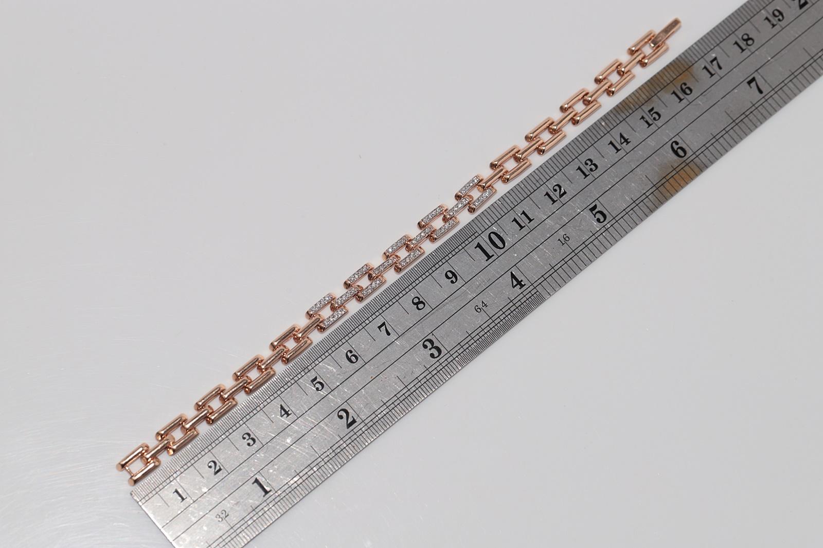 Vintage CIRCA 1990er Jahre 14k Rose Gold natürlichen Diamanten verziert Armband im Angebot 6