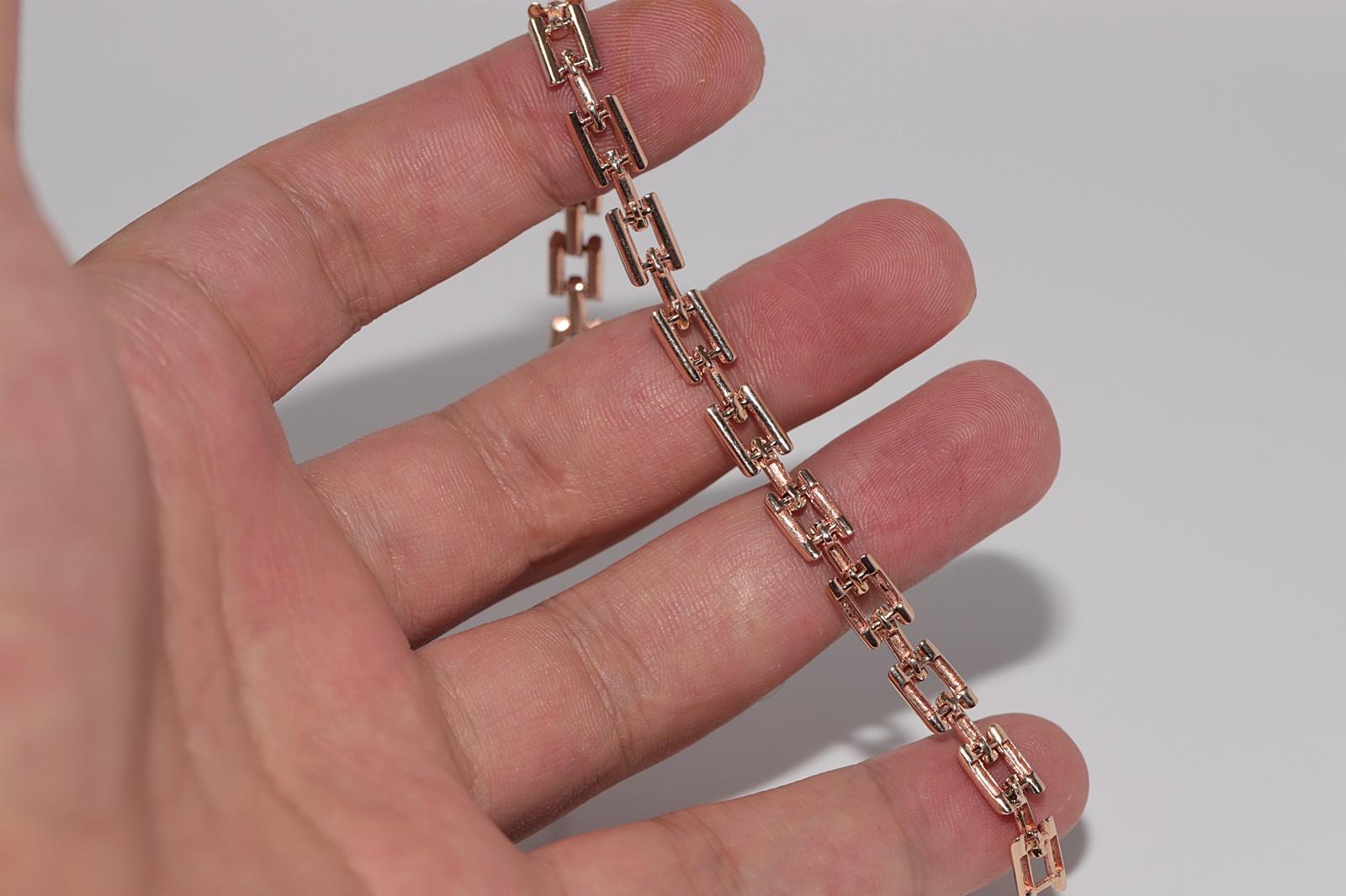 Vintage CIRCA 1990er Jahre 14k Rose Gold natürlichen Diamanten verziert Armband im Angebot 7