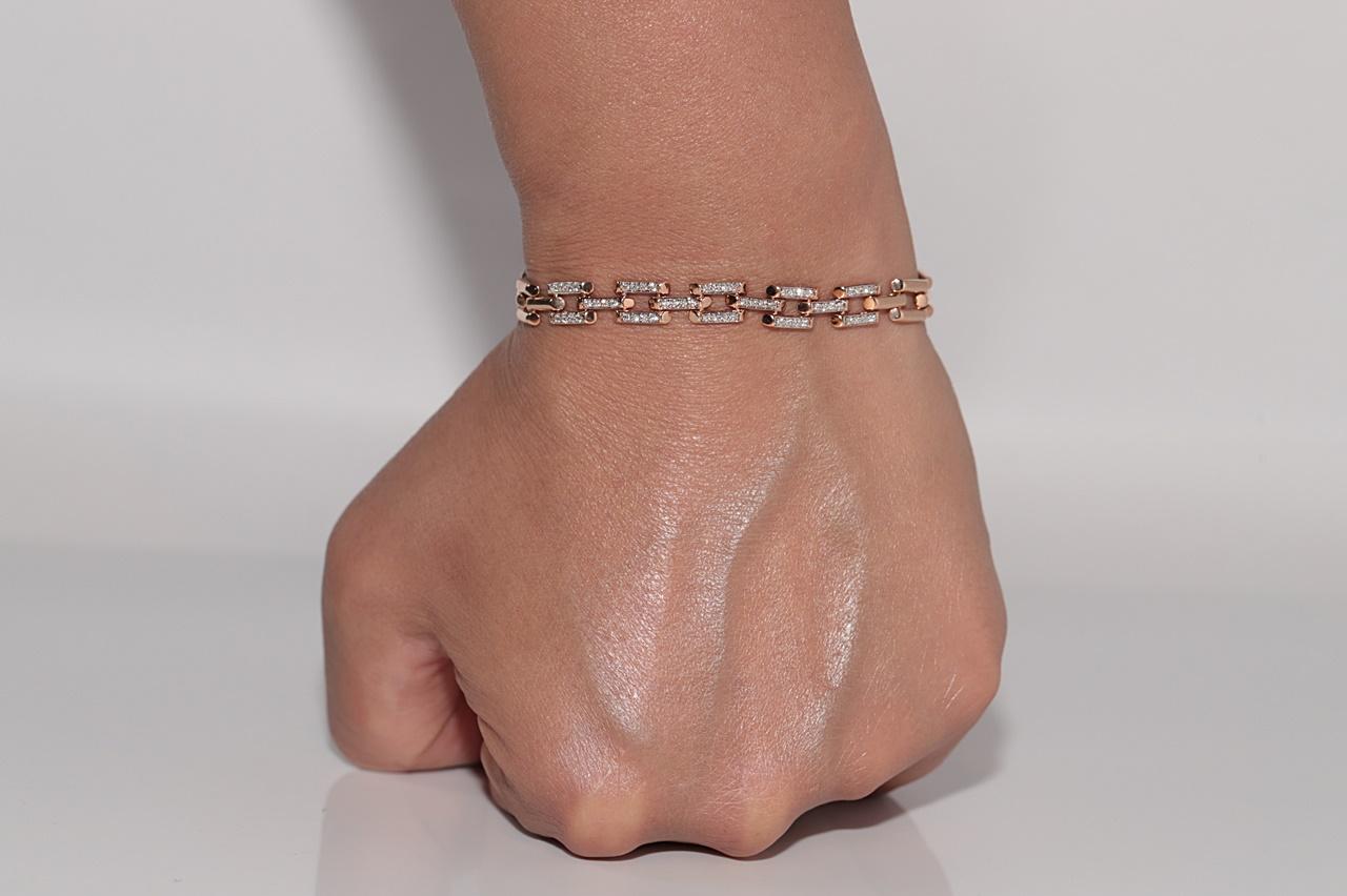 Vintage CIRCA 1990er Jahre 14k Rose Gold natürlichen Diamanten verziert Armband im Angebot 10