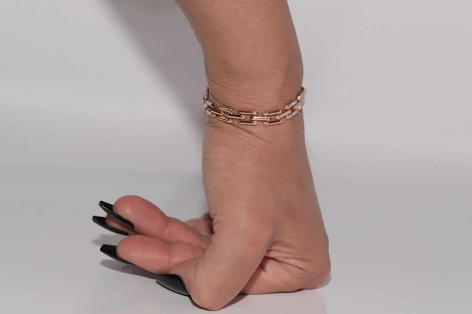 Vintage CIRCA 1990er Jahre 14k Rose Gold natürlichen Diamanten verziert Armband im Angebot 12