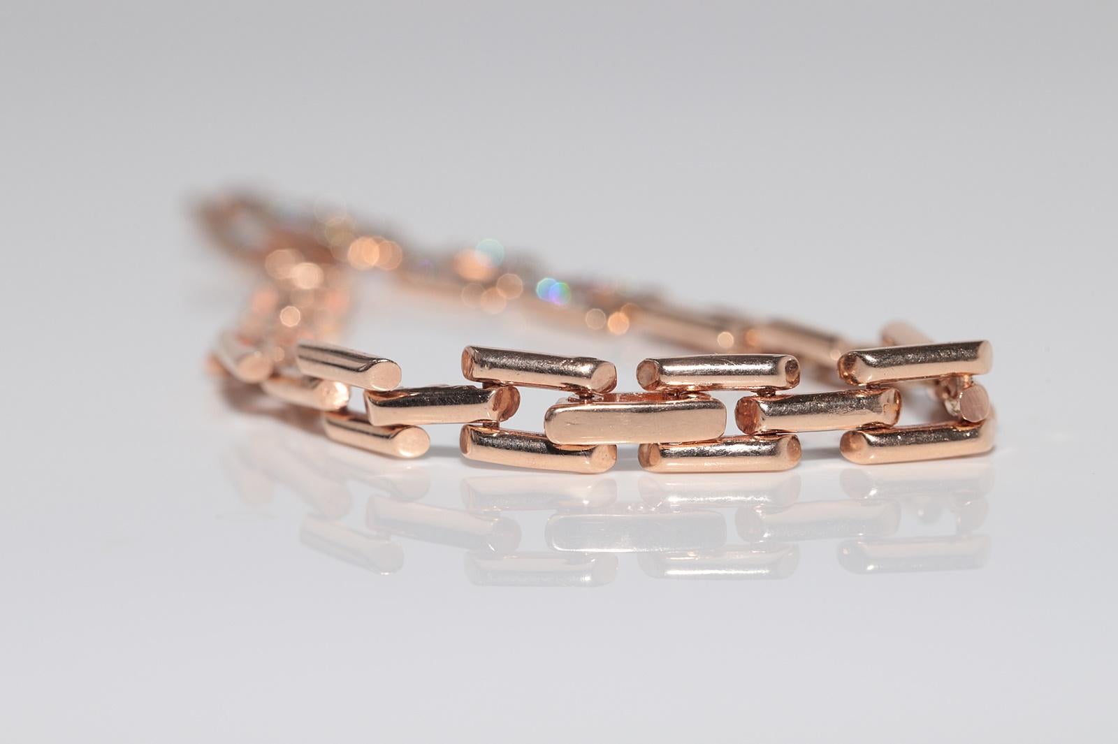 Vintage CIRCA 1990er Jahre 14k Rose Gold natürlichen Diamanten verziert Armband im Angebot 2