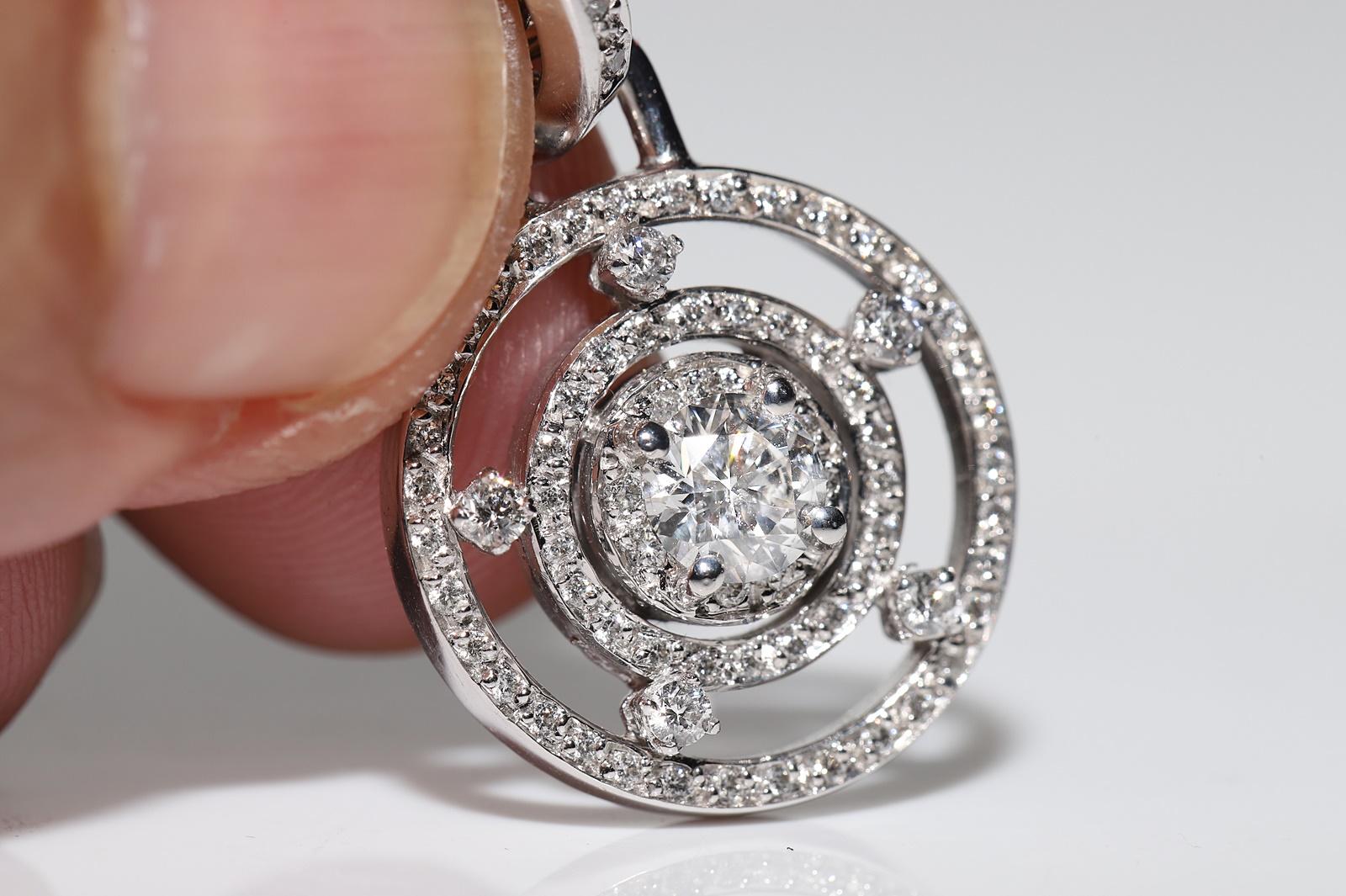 Vintage CIRCA 1990er 14k Weißgold Natürlicher Diamant Dekorierter Tropfenohrring im Angebot 10