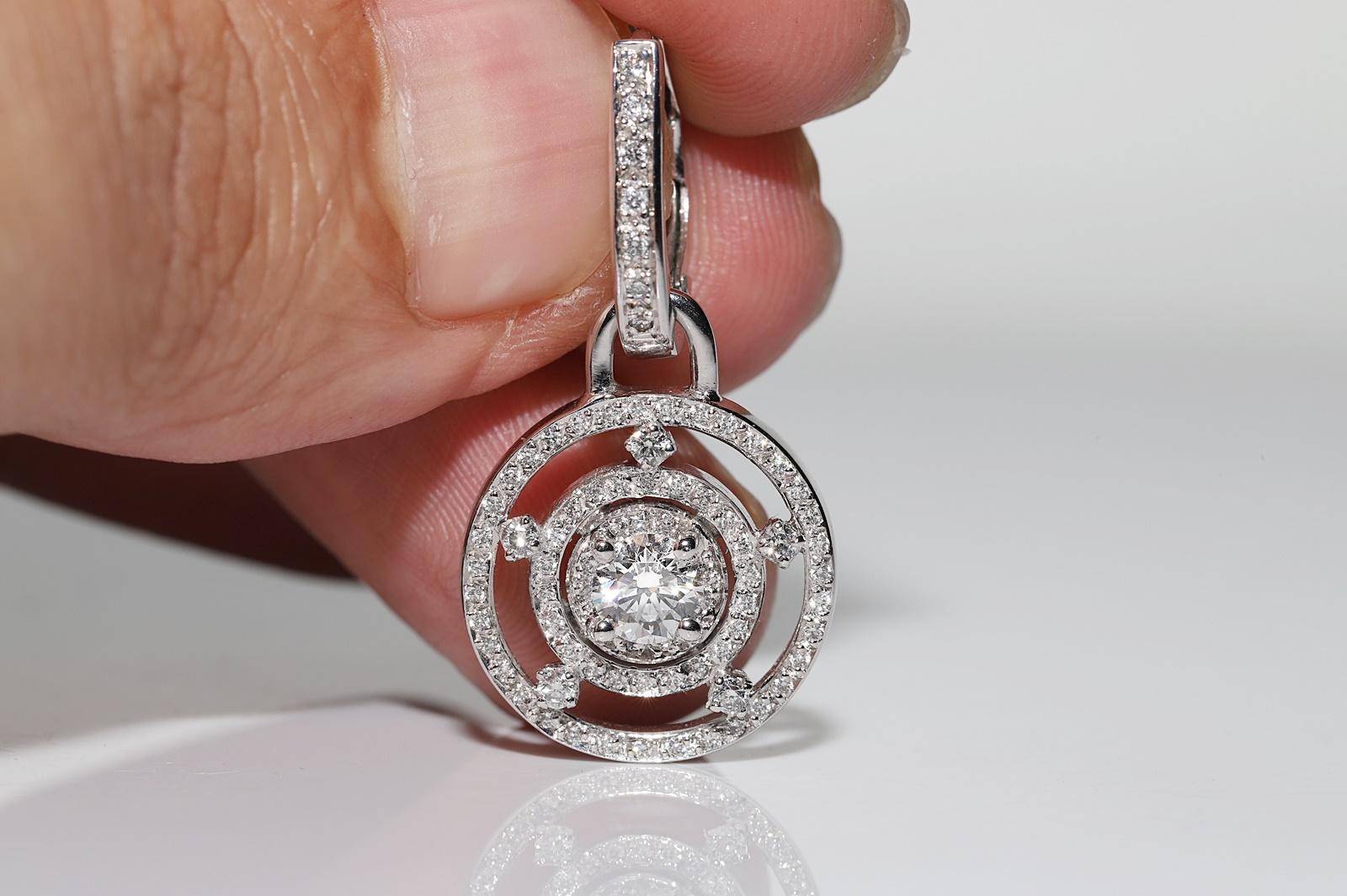 Vintage Circa 1990s 14k White Gold Natural Diamond Decorated Drop Earring  In Good Condition For Sale In Fatih/İstanbul, 34