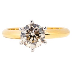 Vintage Circa 1990s 1.51 Carat Diamond 18 Carat Gold Solitaire Engagement Ring