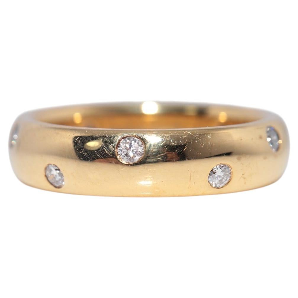 Vintage Circa 1990s 18K Gold Estate Natural Diamond Decorated Band Ring