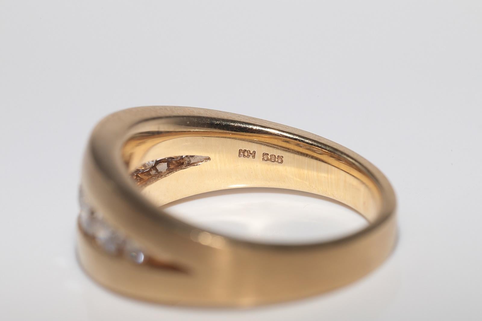 Vintage CIRCA 1990er Jahre 18k Gold Handcrafted Natural Diamond dekoriert Band Ring im Angebot 8