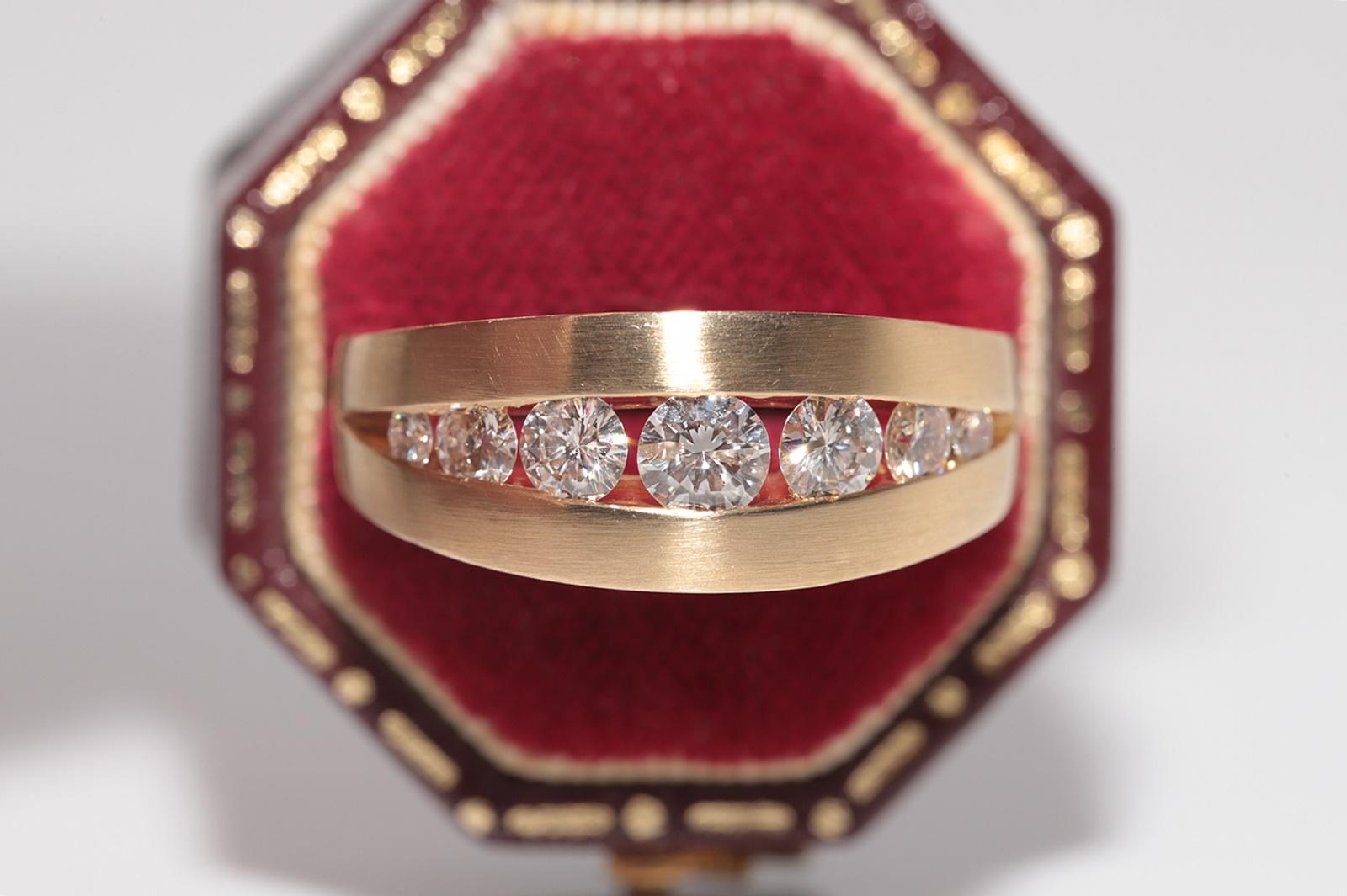 Vintage CIRCA 1990er Jahre 18k Gold Handcrafted Natural Diamond dekoriert Band Ring Damen im Angebot