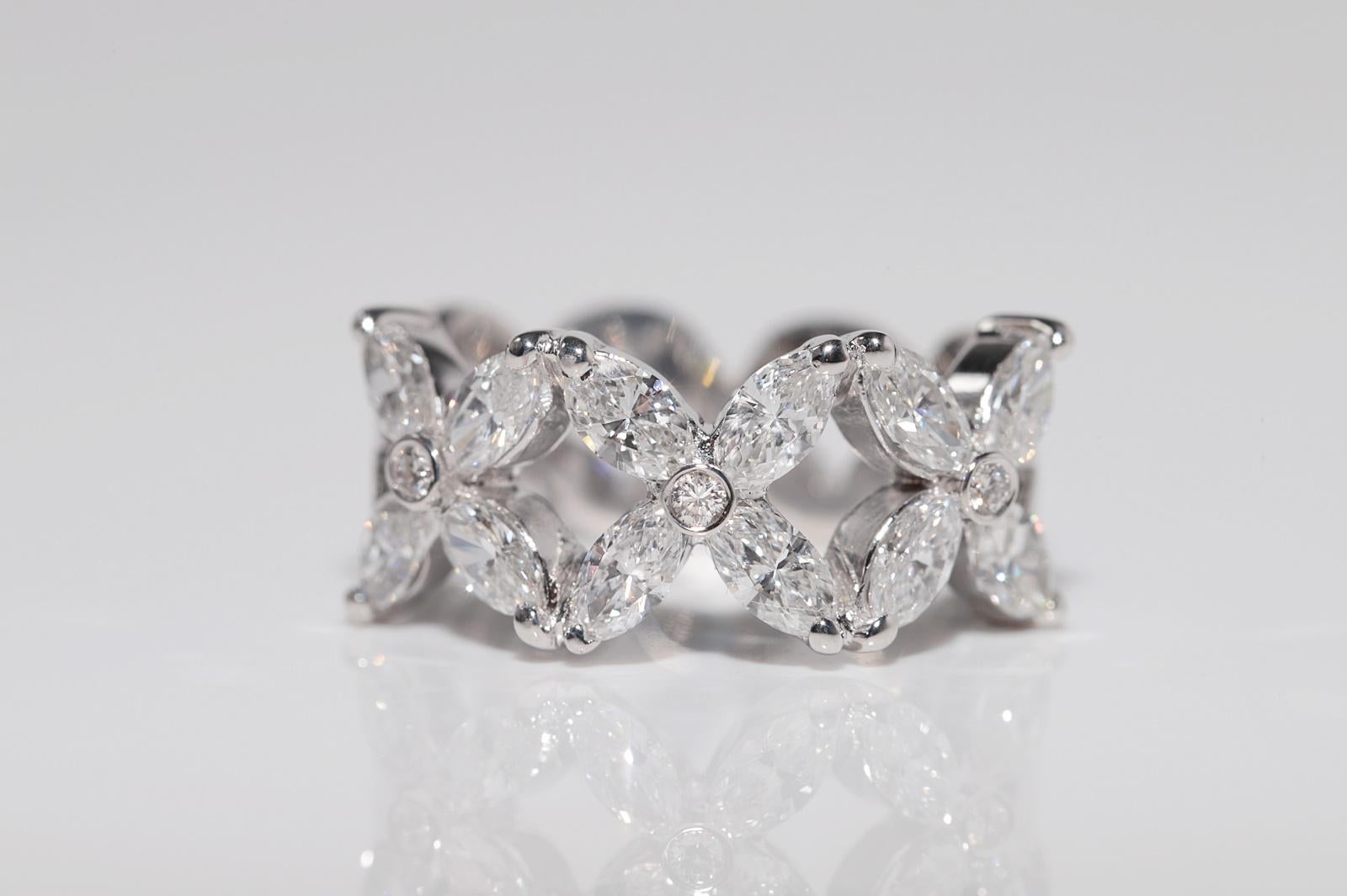 Vintage CIRCA 1990er 18k Gold Marquise Schliff Diamant verziert  Band Ring Damen im Angebot