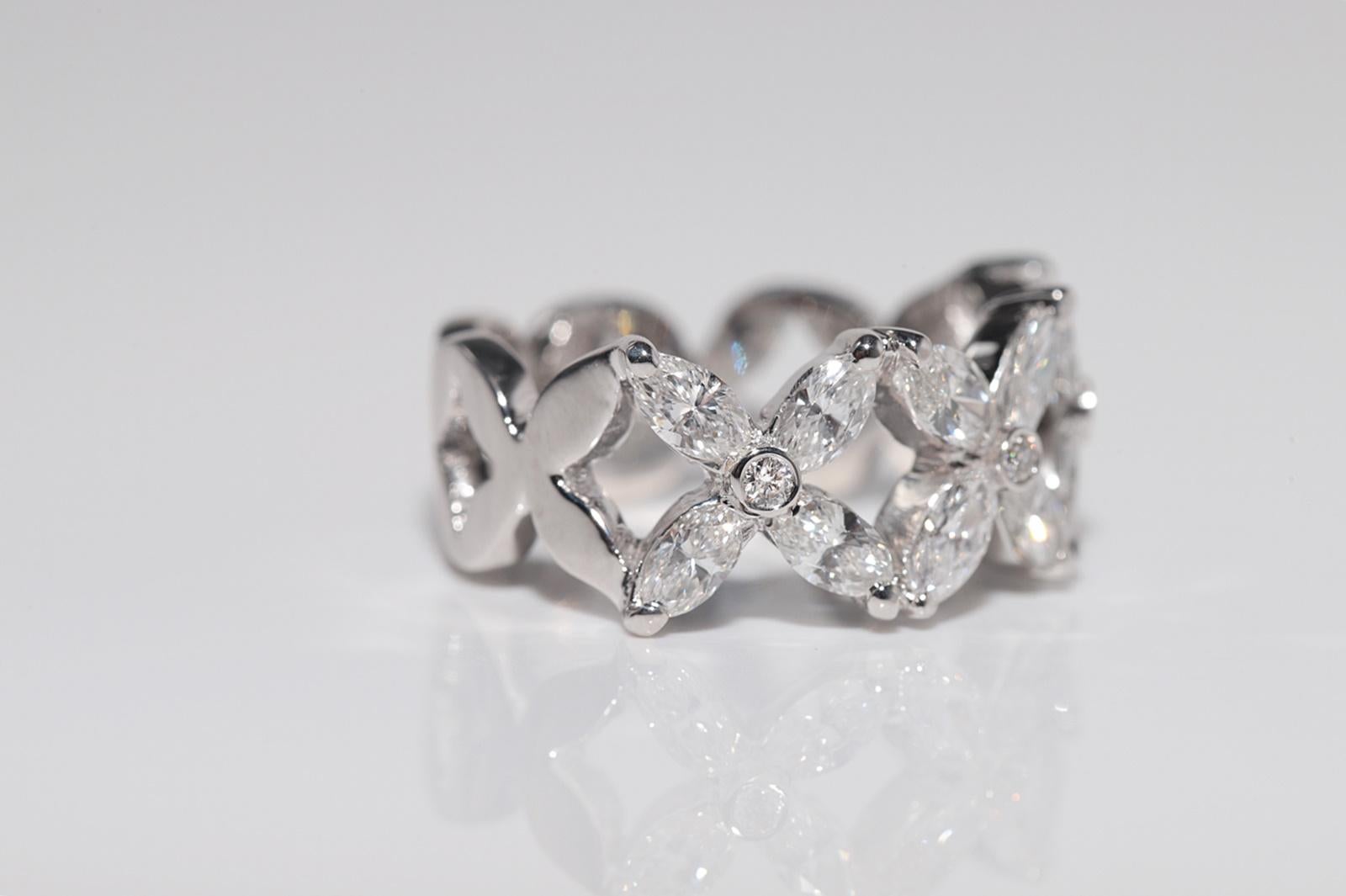 Vintage CIRCA 1990er 18k Gold Marquise Schliff Diamant verziert  Band Ring im Angebot 2