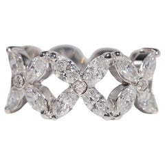 Vintage Circa 1990s 18k Gold Marquise Cut Diamond Decorated  Band Ring