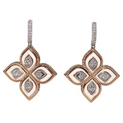 Orecchini a goccia decorati in oro naturale e smalto, vintage, circa anni '90, in oro 18 carati