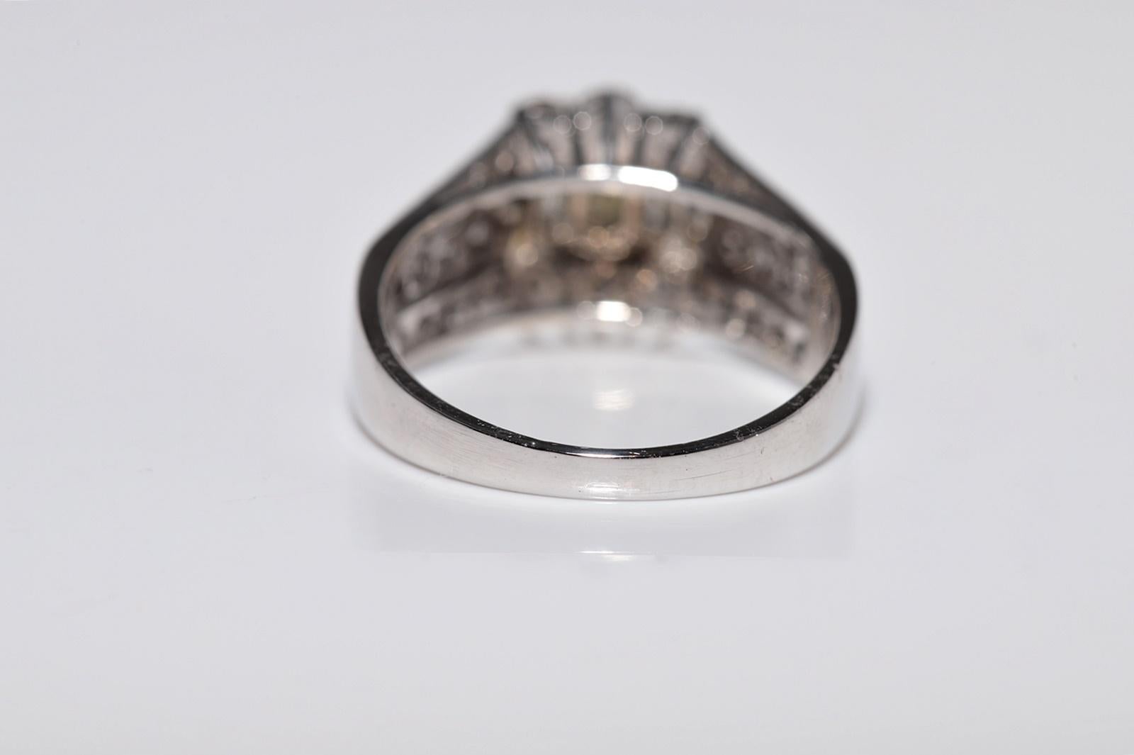 Anello Vintage CIRCA anni '90 in oro 18k con diamanti naturali taglio Baguette e taglio Brilliante in vendita 3